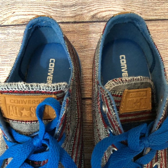 Converse Textile Leather Striped Sneakers M6 W8 - Picture 3 of 8